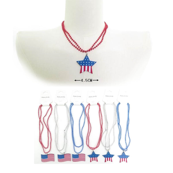 MK-200717 American Flag Necklace : 1 DZ