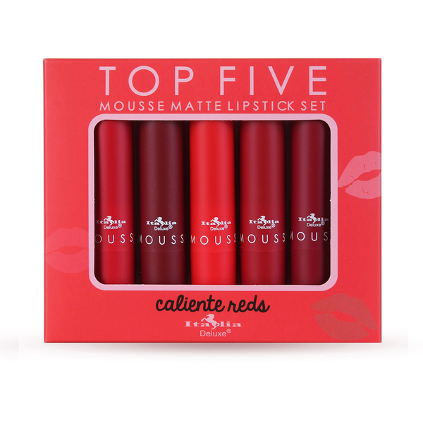 Italia Deluxe 191Set2 : Top Five Mousse Matte Lipstick Set Caliente Reds-Cosmeticholic