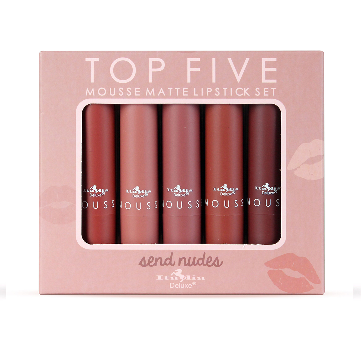 Italia Deluxe 191SET03 : Top Five Mousse Matte Lipstick Send Nudes Wholesale-Cosmeticholic