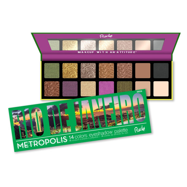88056 Rude Cosmetics Metropolis 14 Color Eyeshadow Palette - Rio De Janerio