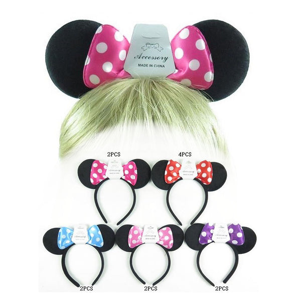 MK- Headband Mouse Ears and Polka Dot Ribbon HB954 1DZ