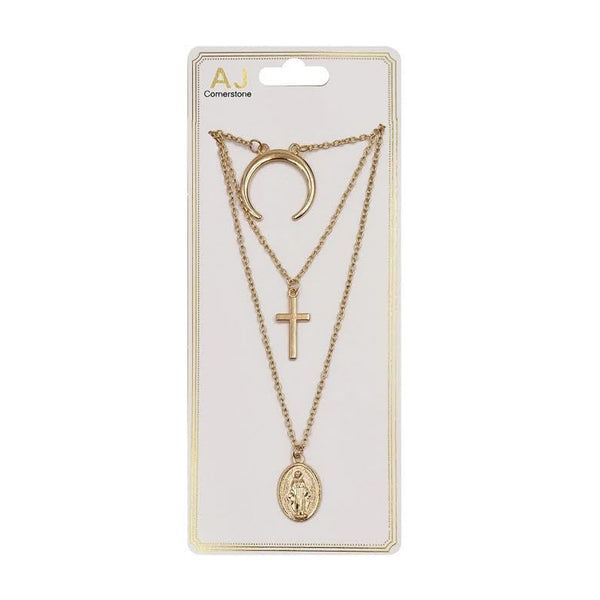 AJ-NK2104G Gold Layered Fashion Necklace : 1 DZ