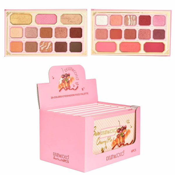 K&C-KC1181 Sweet Cherry Pie 26 Color Eyeshadow & Face Palette: 6 PC
