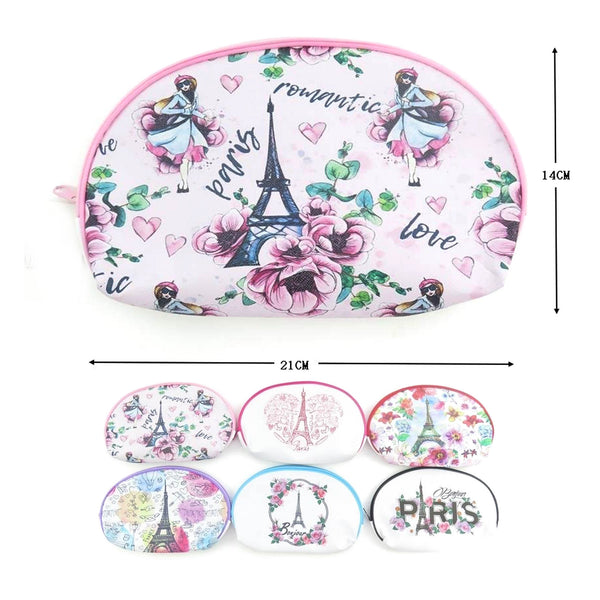 MK- Cosmetic & Toiletry Pouch With Eiffel Tower Printed BA2034 1DZ