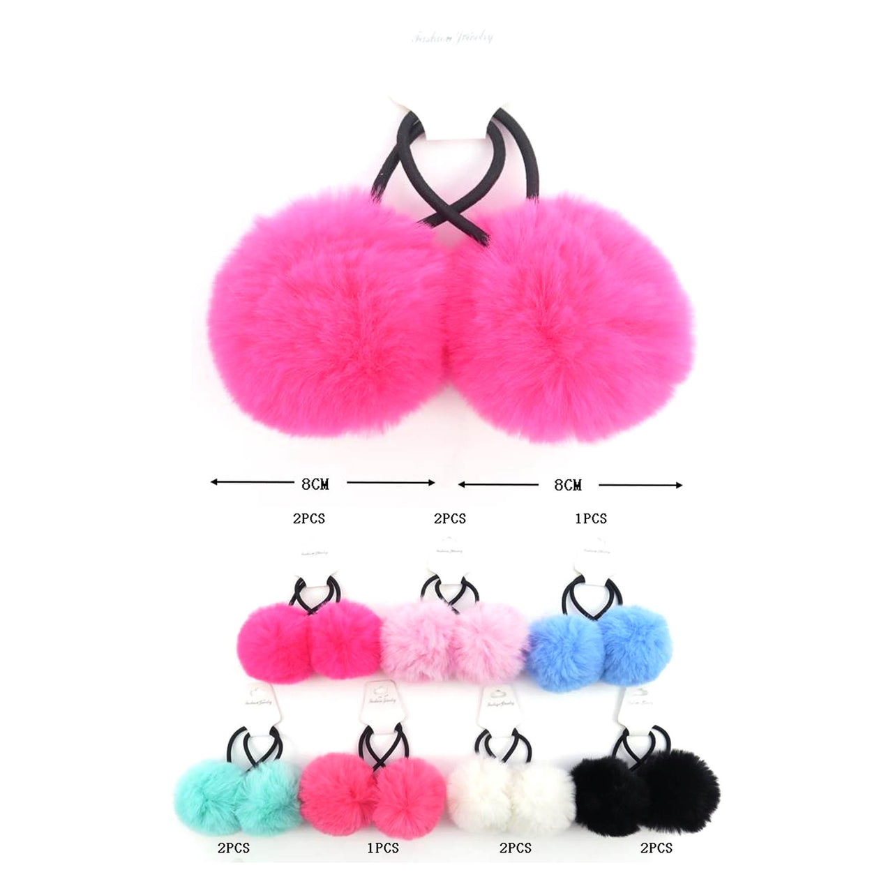 MK-H1466 Ponytail With PomPom Assorted 1DZ