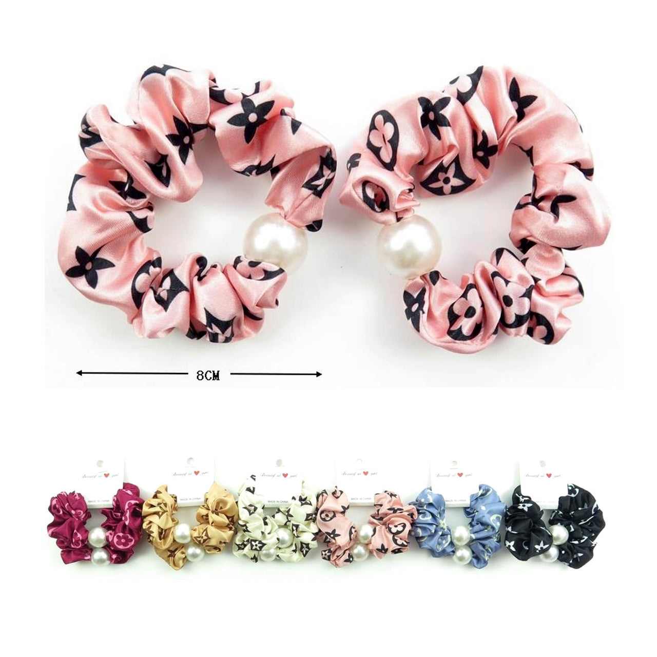 MK- H2050 : Scrunchie With Pearl Hair Tie 1 DZ