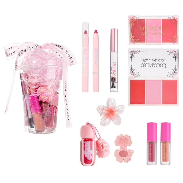 K&C-KC1775 Sweet Cream Soft Light Makeup Set Cup ( Focus Blush & Lip Kit) : 6 PC