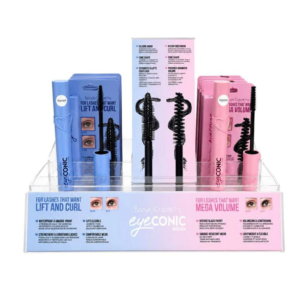 BC-BCMNTD Eyeconic 'Mega Volum' & 'Lift & Curl' Mascara Acrylic Display : 1 DISP. - CosmeticholicBeauty CreationsBCBCMNTDEyesBC-BCMNTD Eyeconic 'Mega Volum' & 'Lift & Curl' Mascara Acrylic Display : 1 DISP.