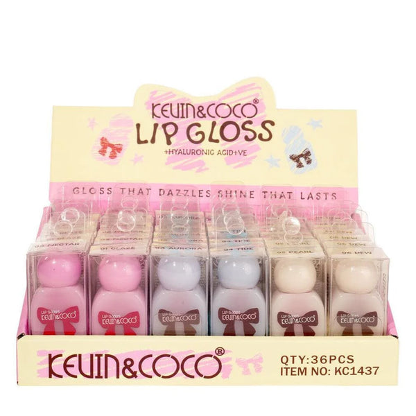 K&C-KC1437 Big Kid Bow Glossy Lip Gloss: 3DZ