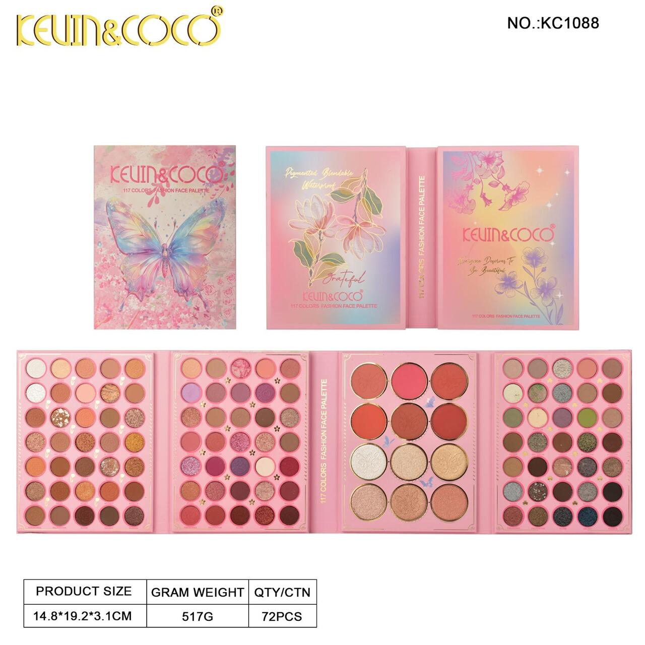 K&C-KC1088 Moonlight Dream 117 Colors Makeup Palette : 3 PC