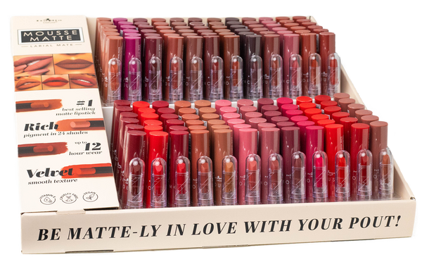 ITA - 191 Mousse Matte Lipstick Set with Samples : 144 PC - CosmeticholicItalia DeluxeITA191LipsITA - 191 Mousse Matte Lipstick Set with Samples : 144 PC