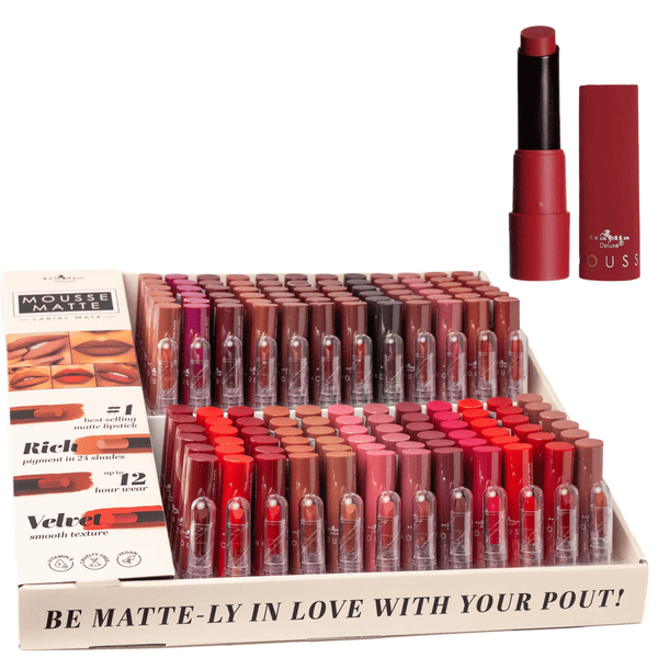 ITA-191 Mousse Matte Lipstick Set with Samples : 144 PC - CosmeticholicItalia DeluxeITA191LipsITA-191 Mousse Matte Lipstick Set with Samples : 144 PC