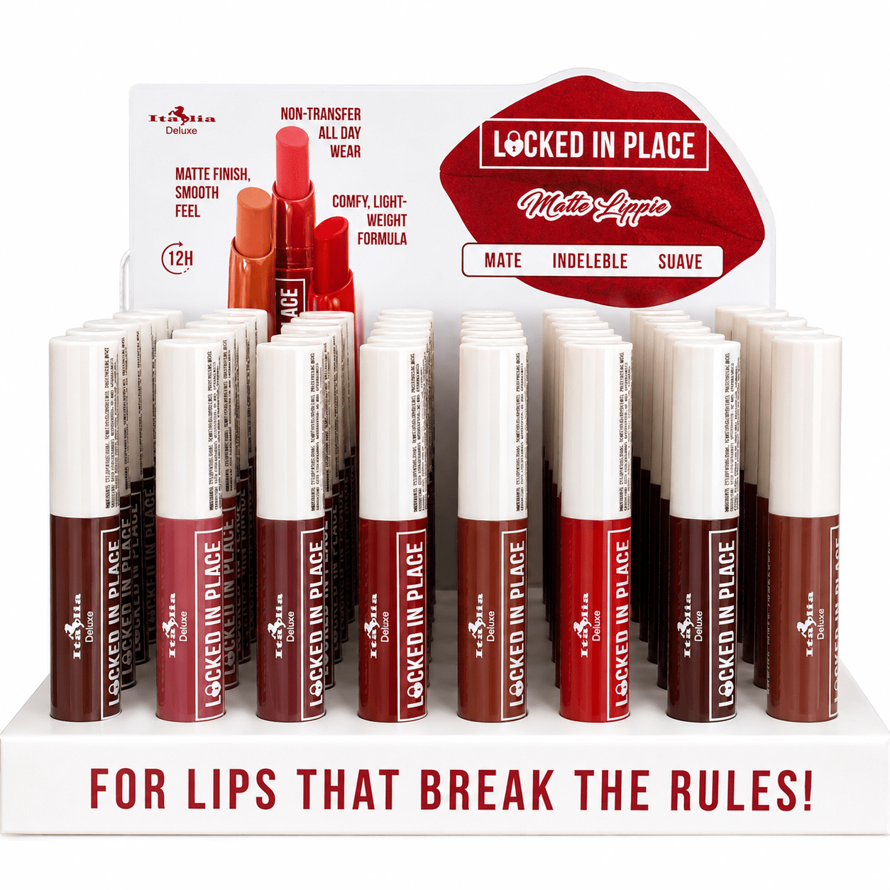 ITA-193LPL Locked in Place Matte Lippies : 4 DZ - CosmeticholicItalia DeluxeITA193LPLLipsITA-193LPL Locked in Place Matte Lippies : 4 DZ