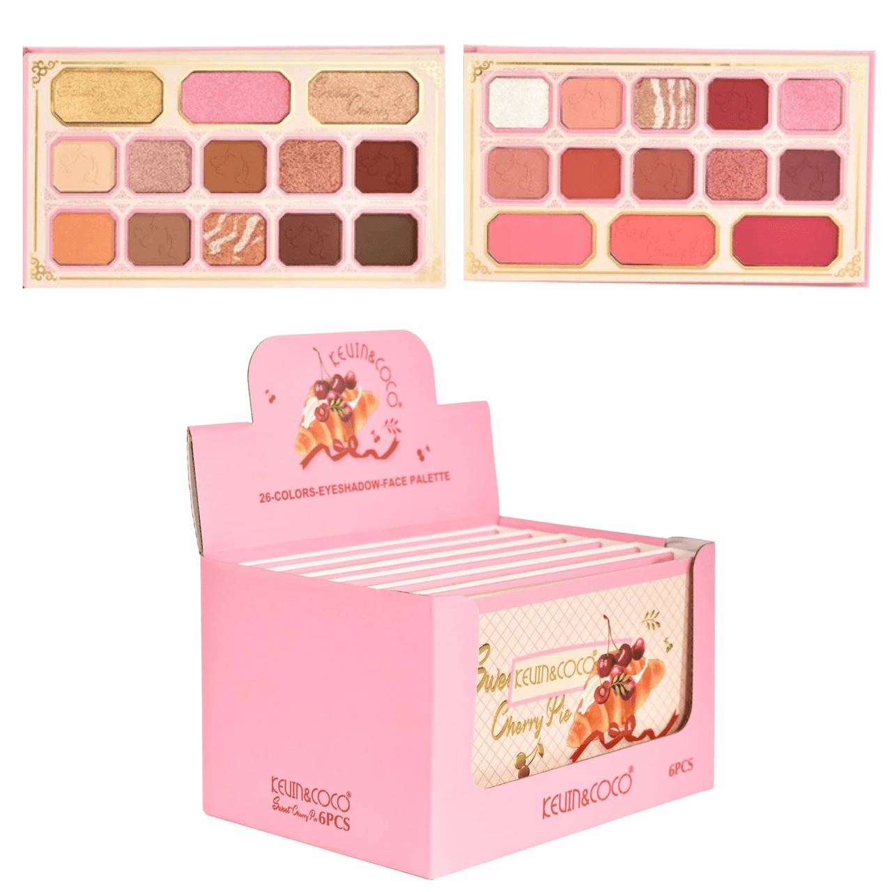 K&C-KC1181 Sweet Cherry Pie 26 Color Eyeshadow & Face Palette: 6 PC - CosmeticholicKEVIN&COCOKC1181EyesK&C-KC1181 Sweet Cherry Pie 26 Color Eyeshadow & Face Palette: 6 PC