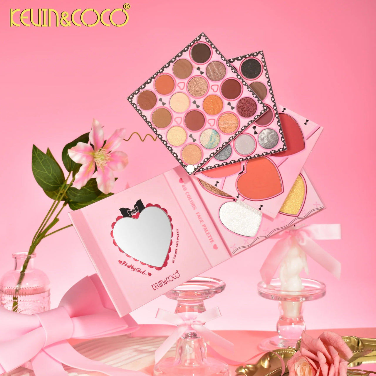 K&C - KC1255 'Bow' Pretty Girl 40 Color Eyeshadow Book : 3 PC - CosmeticholicKEVIN&COCOKC1255EyesK&C - KC1255 'Bow' Pretty Girl 40 Color Eyeshadow Book : 3 PC