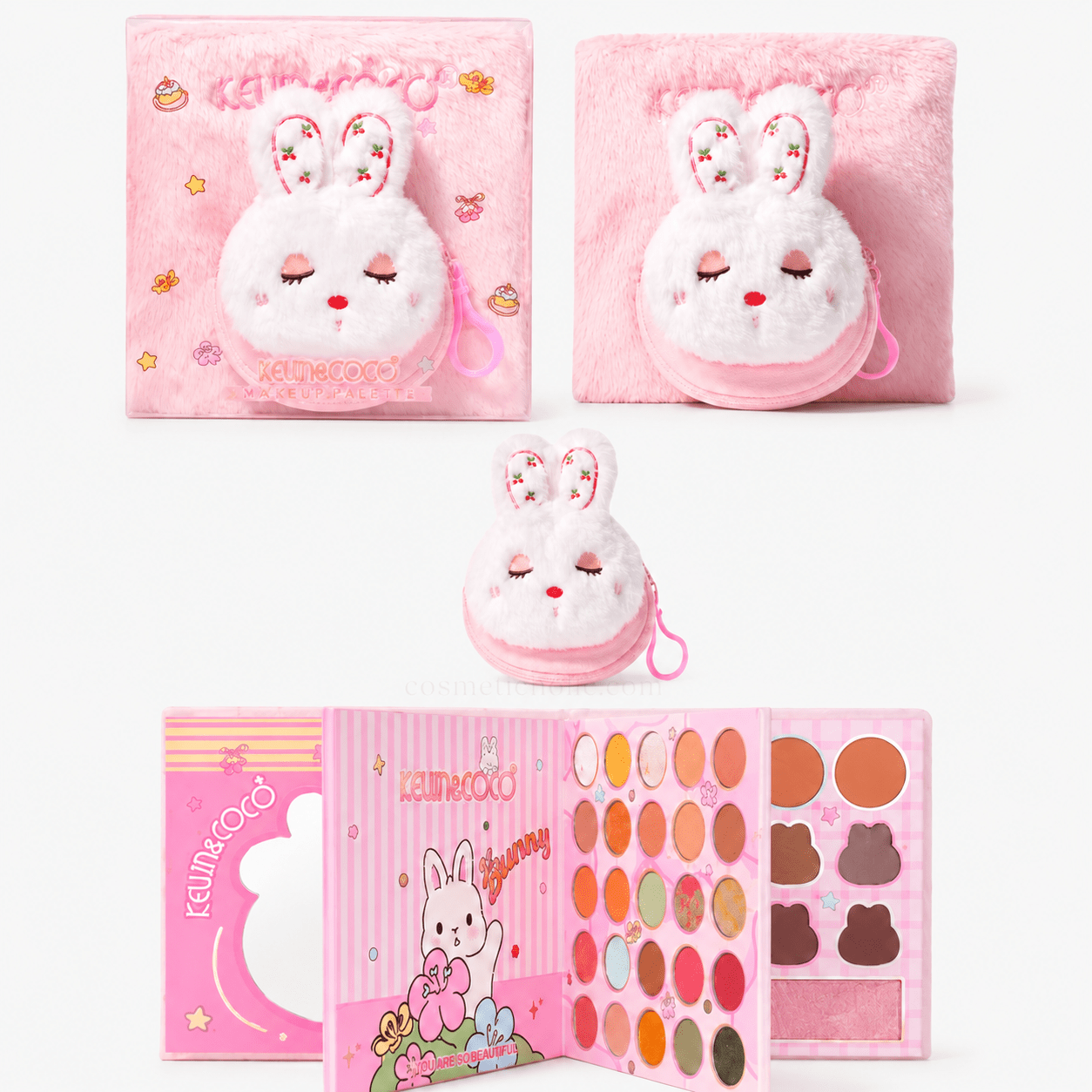 K&C-KC1299 Plush Bunny 64 Colors Face Palette: 3 PC - CosmeticholicKEVIN&COCOEyesK&C-KC1299 Plush Bunny 64 Colors Face Palette: 3 PC