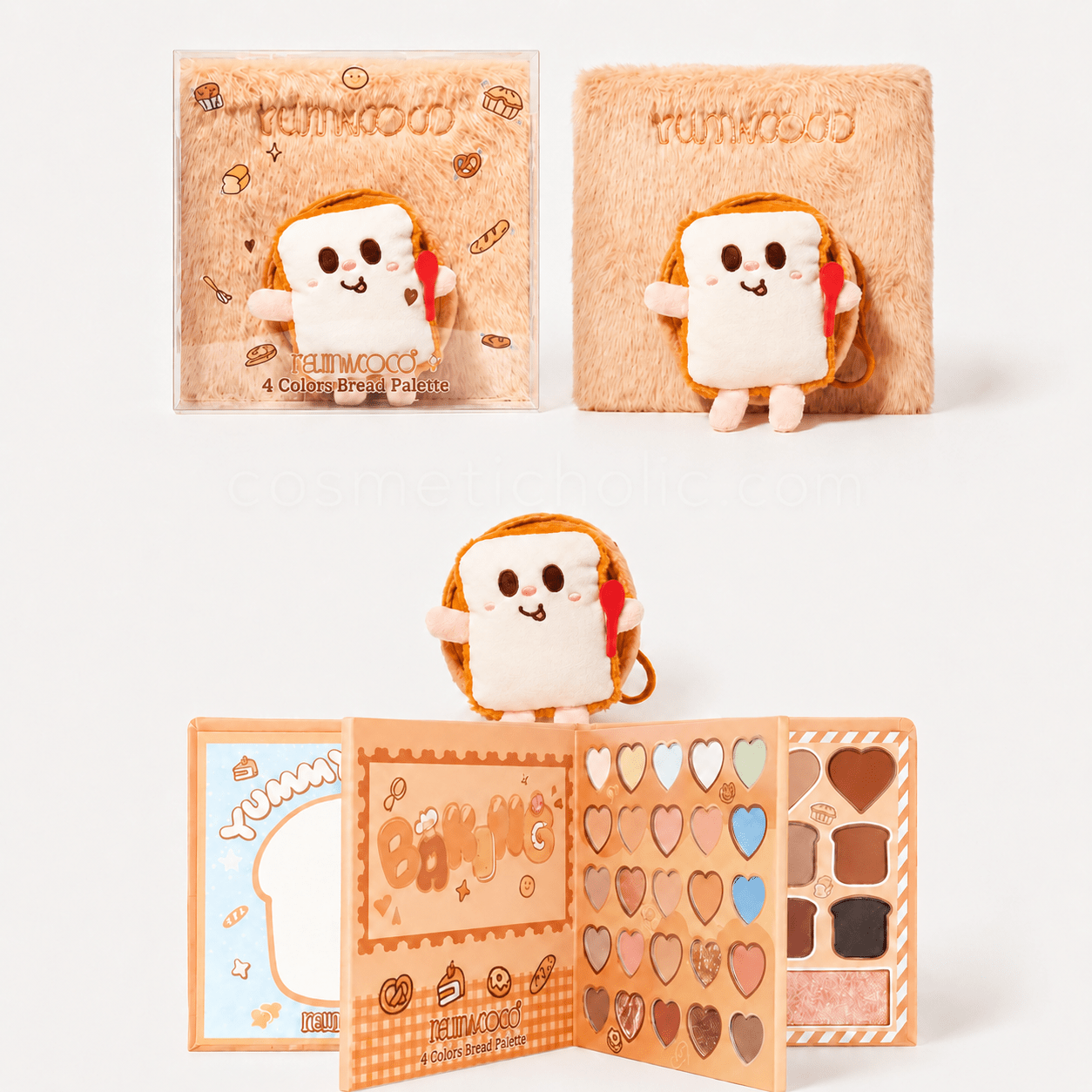 K&C-KC1635 Plush Bread 64 Colors Eye & Face Palette: 3 PC - CosmeticholicKEVIN&COCOEyesK&C-KC1635 Plush Bread 64 Colors Eye & Face Palette: 3 PC