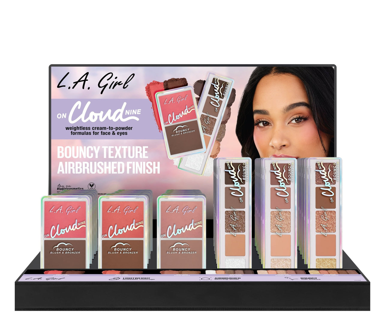 LAG - GPD544 'On Cloud Nine' Bouncy Bush/Bronzer & Eyeshadow Styrene Display - CosmeticholicL.A. GirlLAGGPD544FaceLAG - GPD544 'On Cloud Nine' Bouncy Bush/Bronzer & Eyeshadow Styrene Display