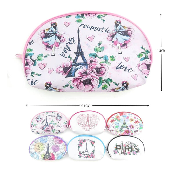 MK - Cosmetic & Toiletry Pouch With Eiffel Tower Printed BA2034 1DZ - CosmeticholicCosmeticholicBA2034fashion accessoriesMK - Cosmetic & Toiletry Pouch With Eiffel Tower Printed BA2034 1DZ