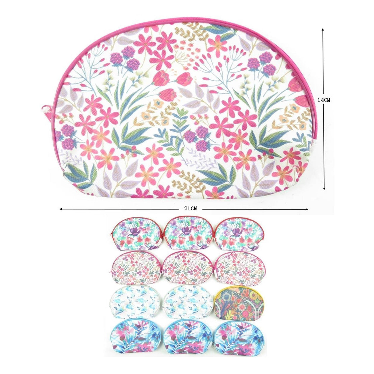 MK - Cosmetic & Toiletry Pouch With Flower Printed BA1906 1DZ - CosmeticholicCosmeticholicBA1096fashion accessoriesMK - Cosmetic & Toiletry Pouch With Flower Printed BA1906 1DZ
