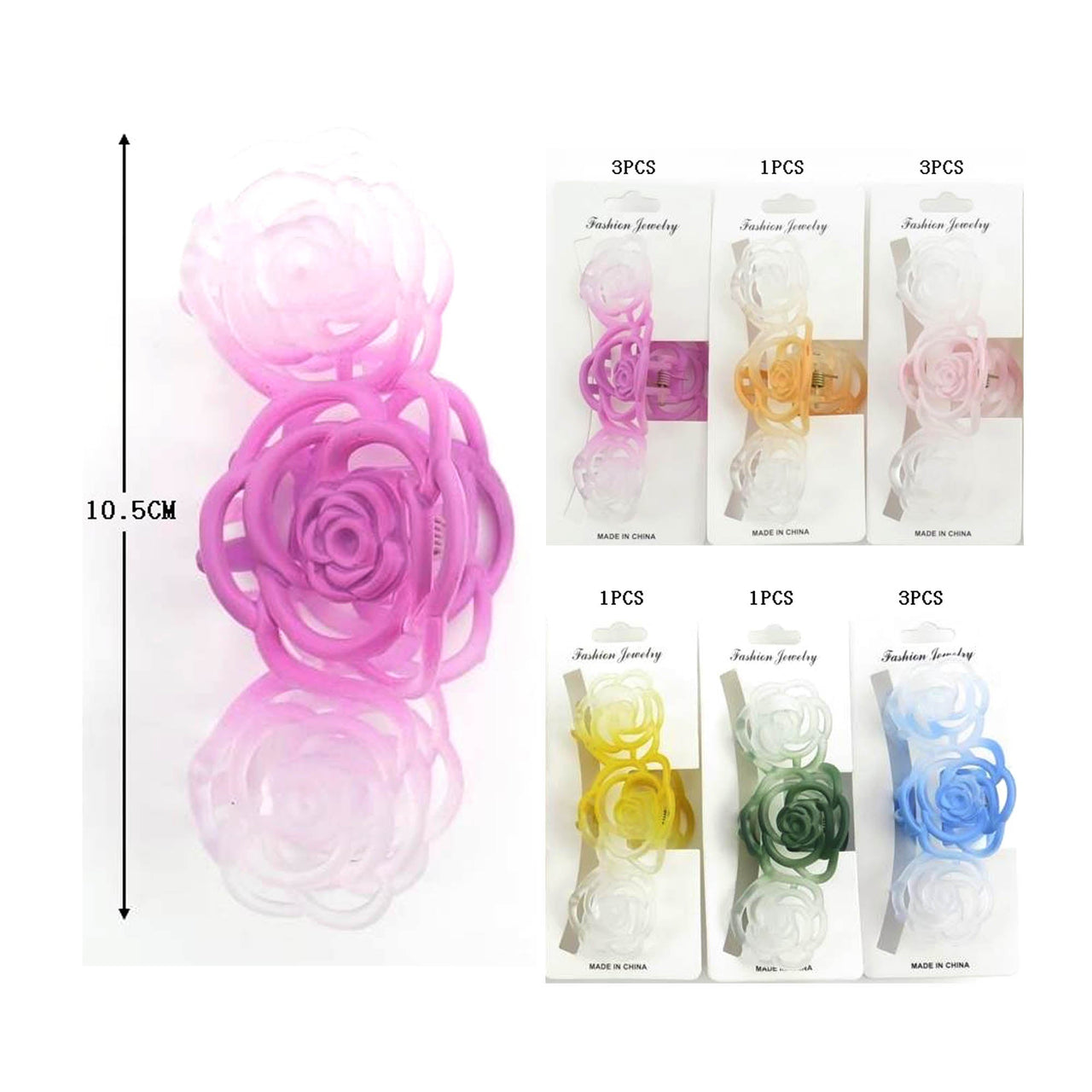MK - H2020 Rose Design Hair Jaw Clip : 1DZ - CosmeticholicCosmeticholicH2020fashion accessoriesMK - H2020 Rose Design Hair Jaw Clip : 1DZ