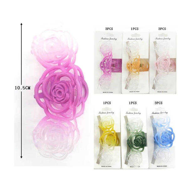 MK - H2020 Rose Design Hair Jaw Clip : 1DZ - CosmeticholicCosmeticholicH2020fashion accessoriesMK - H2020 Rose Design Hair Jaw Clip : 1DZ