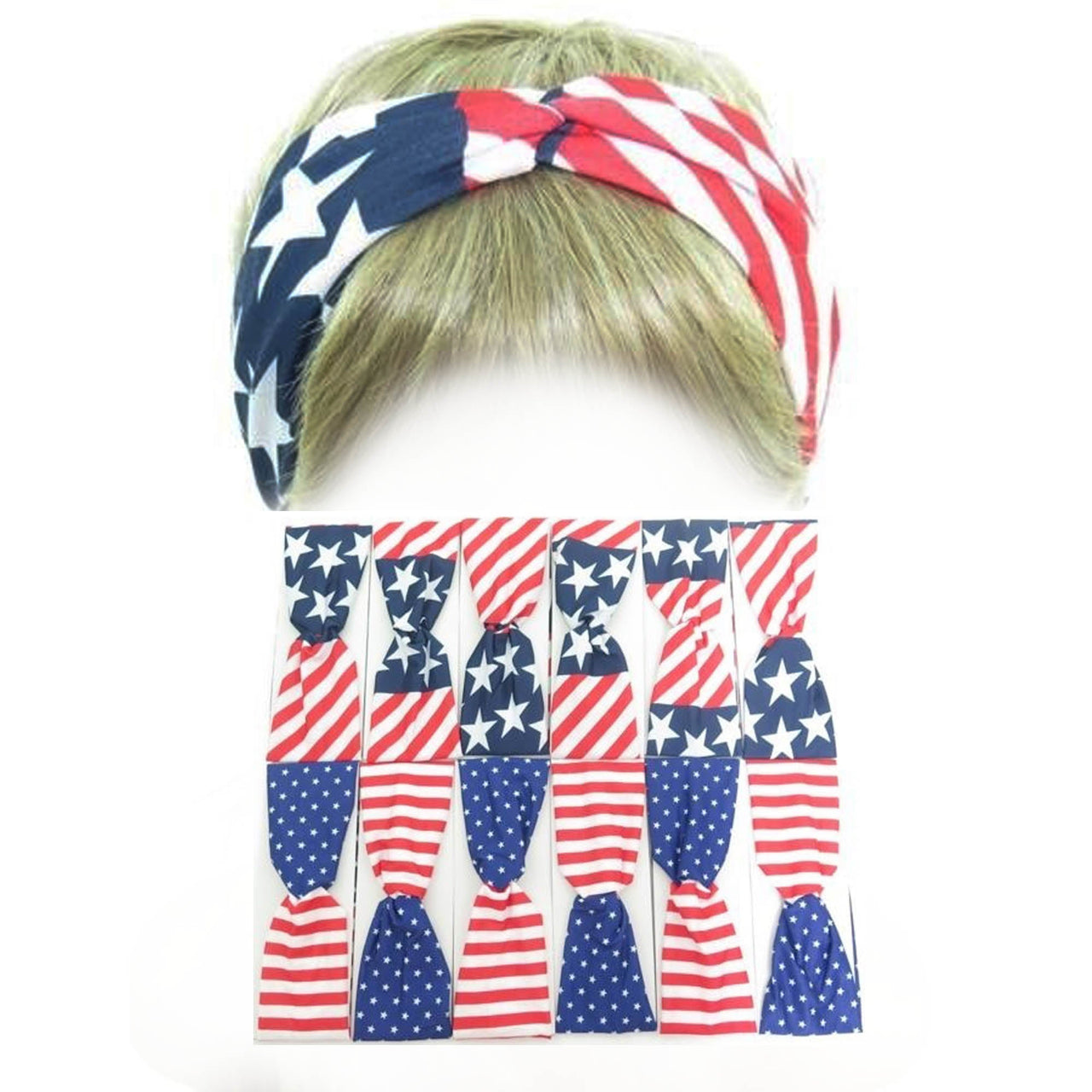 MK - HB1016 Head Wrap American Flag Printed : 1 DZ - CosmeticholicCosmeticholicfashion accessoriesMK - HB1016 Head Wrap American Flag Printed : 1 DZ