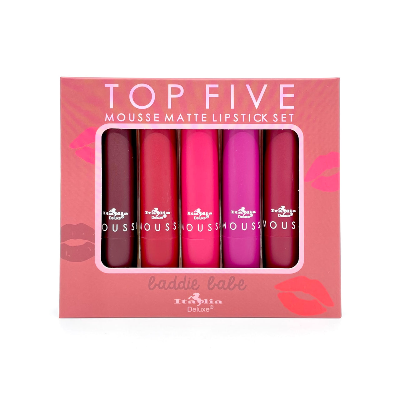 ITA-191SET07 : Top Five Mousse Matte Lipstick Set-Baddie Babe 3 Sets ( Set carries 5 lipsticks)