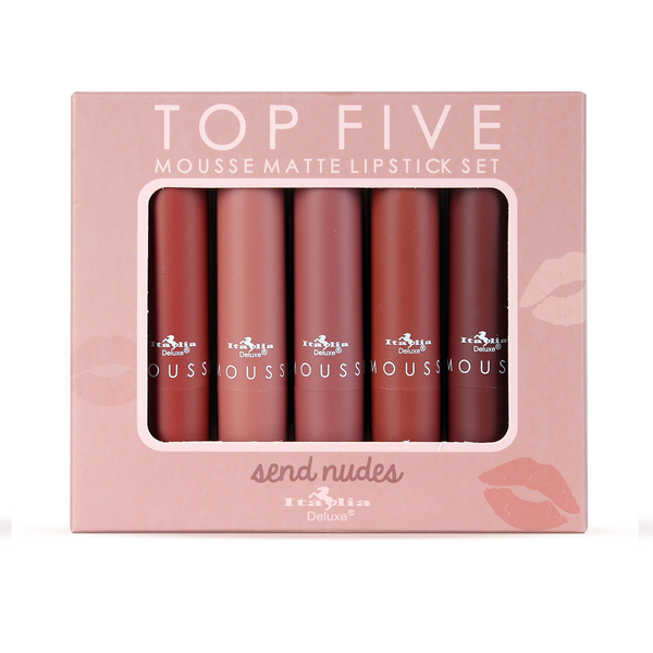 Italia Deluxe 191SET03 : Top Five Mousse Matte Lipstick Send Nudes Wholesale-Cosmeticholic