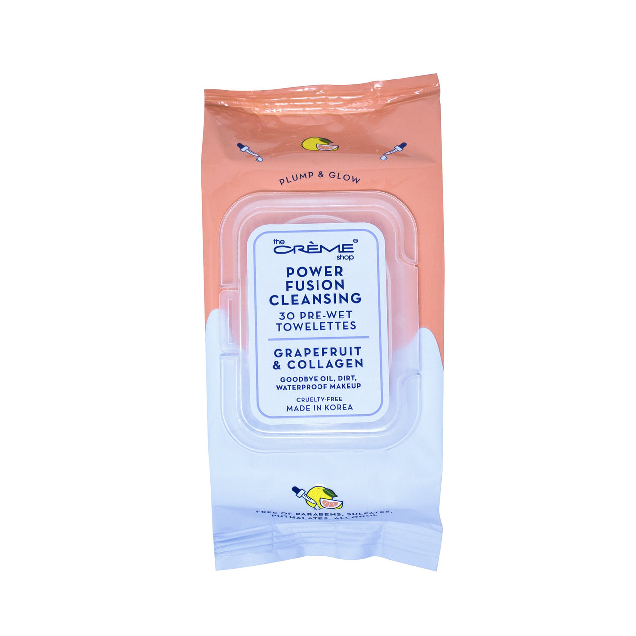 The Creme Shop Power Fusion Cleansing 30 Pre-Wet Towelettes Grapefruit & Collagen Cosmetic Wholesale-Cosmeticholic