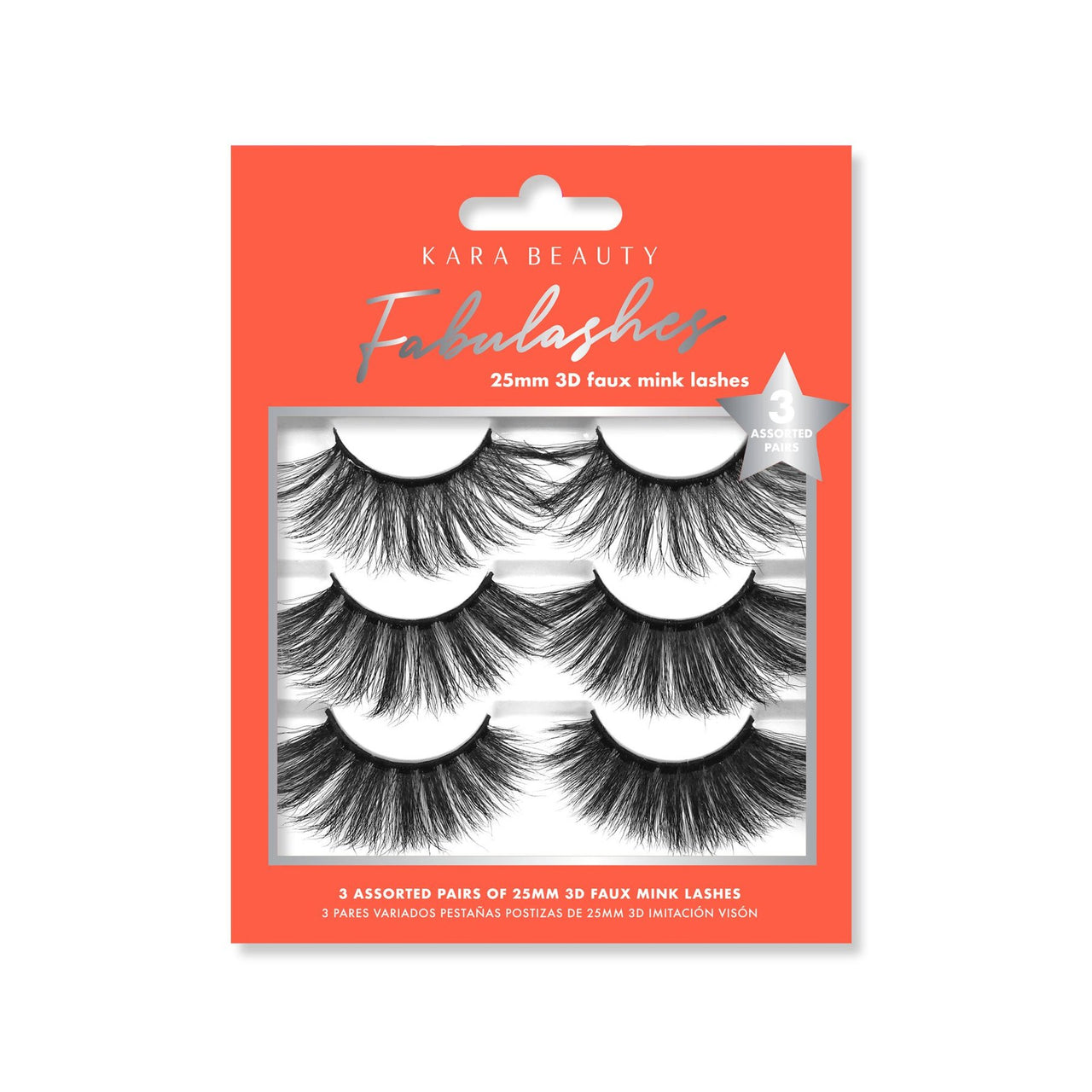 KR-25MM 3D FAUX MINK LASHES 3 ASSORTED PAIRS