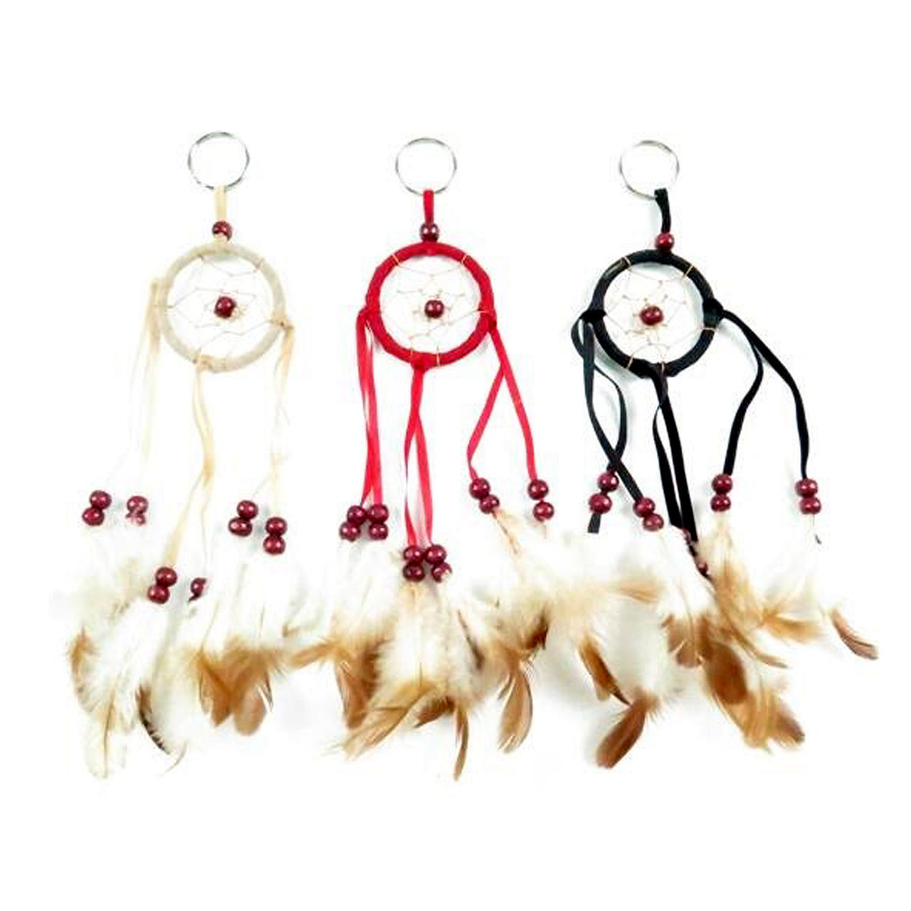 MK-KY371 : Key Chain Circle Dream Catcher With Feather  1 DZ