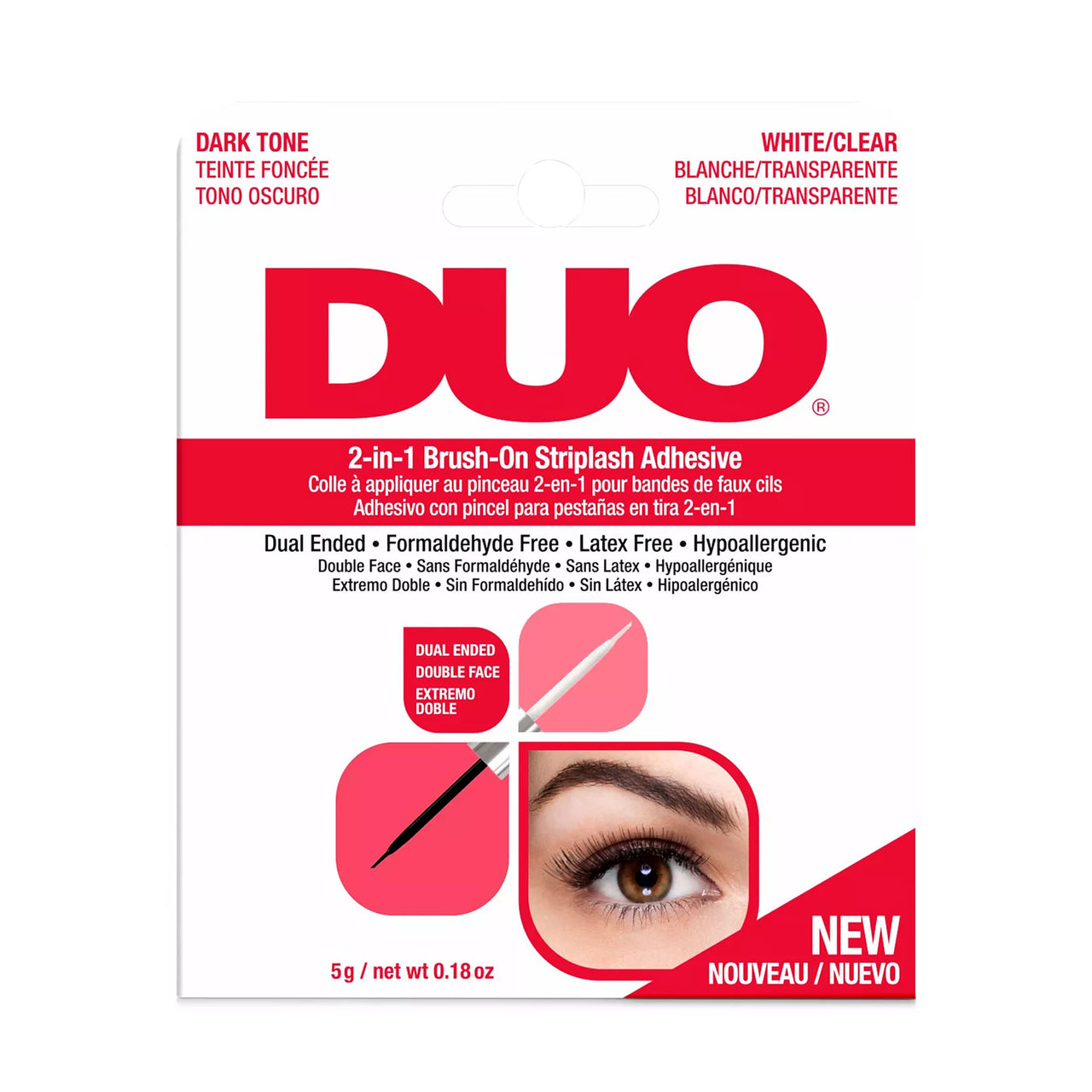 DUO-65696 2-in-1 Brush On Striplash Adhesive  Clear&Dark : 6 PC