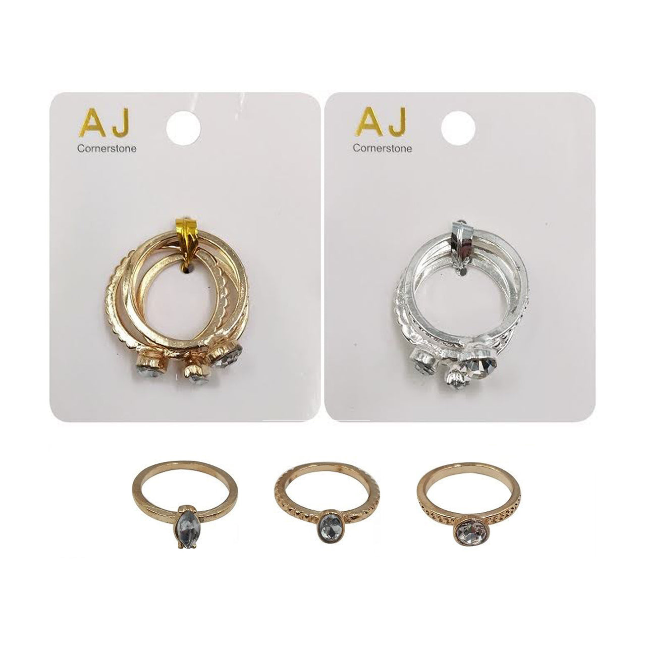 AJ-AJR2026 3PC Fashion Ring : 1 DZ