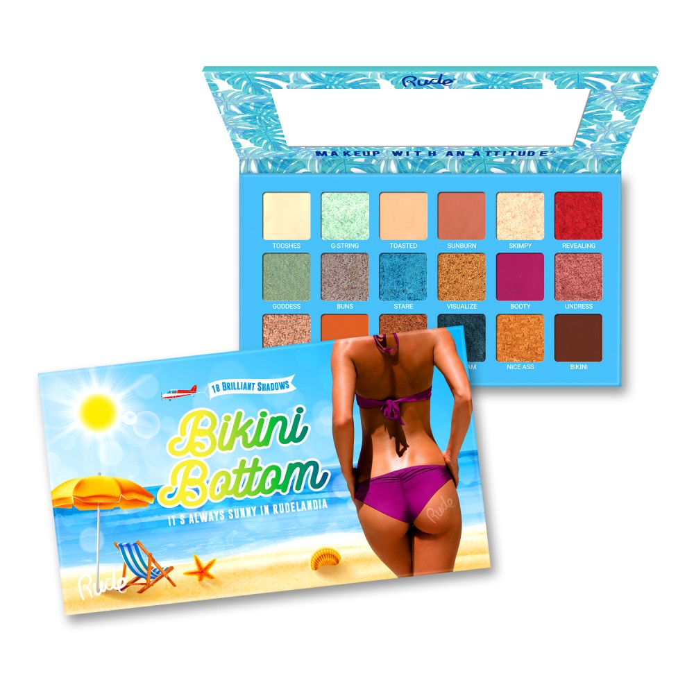 Rude Cosmetics 88003 Bikini Bottom : 18 Eyeshadow Palette Wholesale-Cosmeticholic