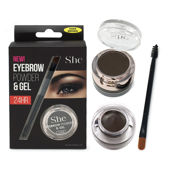 SH-EG116DBR 24HR 'Dark Brown' Eyebrow Powder & Gel : 2 DZ