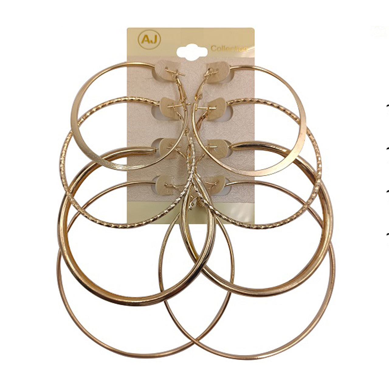 AJ-EH1147G Multi Size Hoop Earrings 'Gold' : 1 DZ