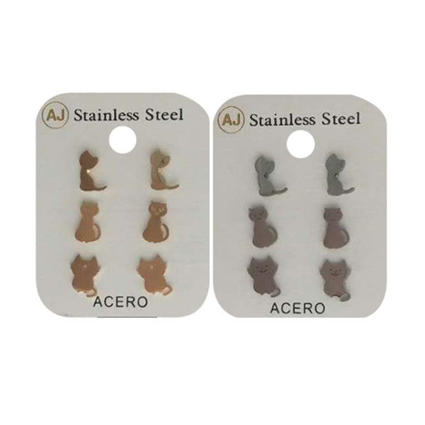 AJ-ESS1046 Cute Kitty Stainless Steel Earring : 1 DZ