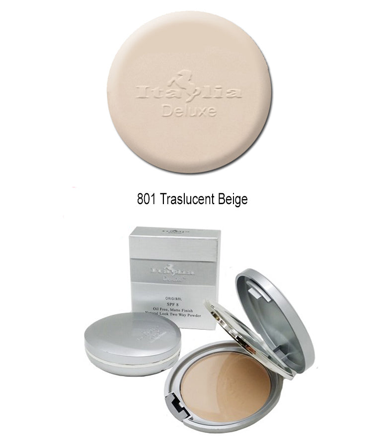 801 Traslucent Beige: Italia Deluxe Natural Two way Powder Matte Finish Oil Free-Cosmeticholic
