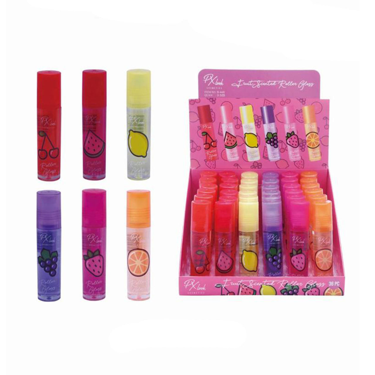 PX Look S443 Fruit Scented Roller Gloss Cosmetic Wholesale-Cosmeticholic