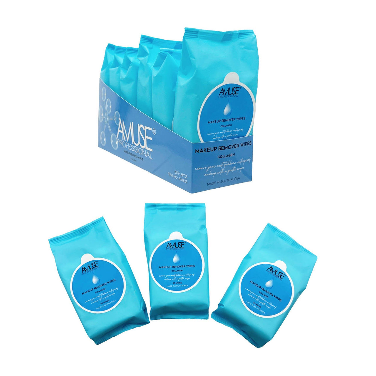 AC - AM623 'Collagen' Makeup Remover Wipes : 6 PC - CosmeticholicAmuse Cosmeticsskincare & BodyAC - AM623 'Collagen' Makeup Remover Wipes : 6 PC