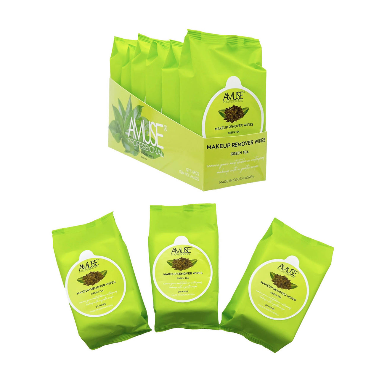 AC - AM625 'Green Tea' Makeup Remover Wipes : 6 PC - CosmeticholicAmuse Cosmeticsskincare & BodyAC - AM625 'Green Tea' Makeup Remover Wipes : 6 PC