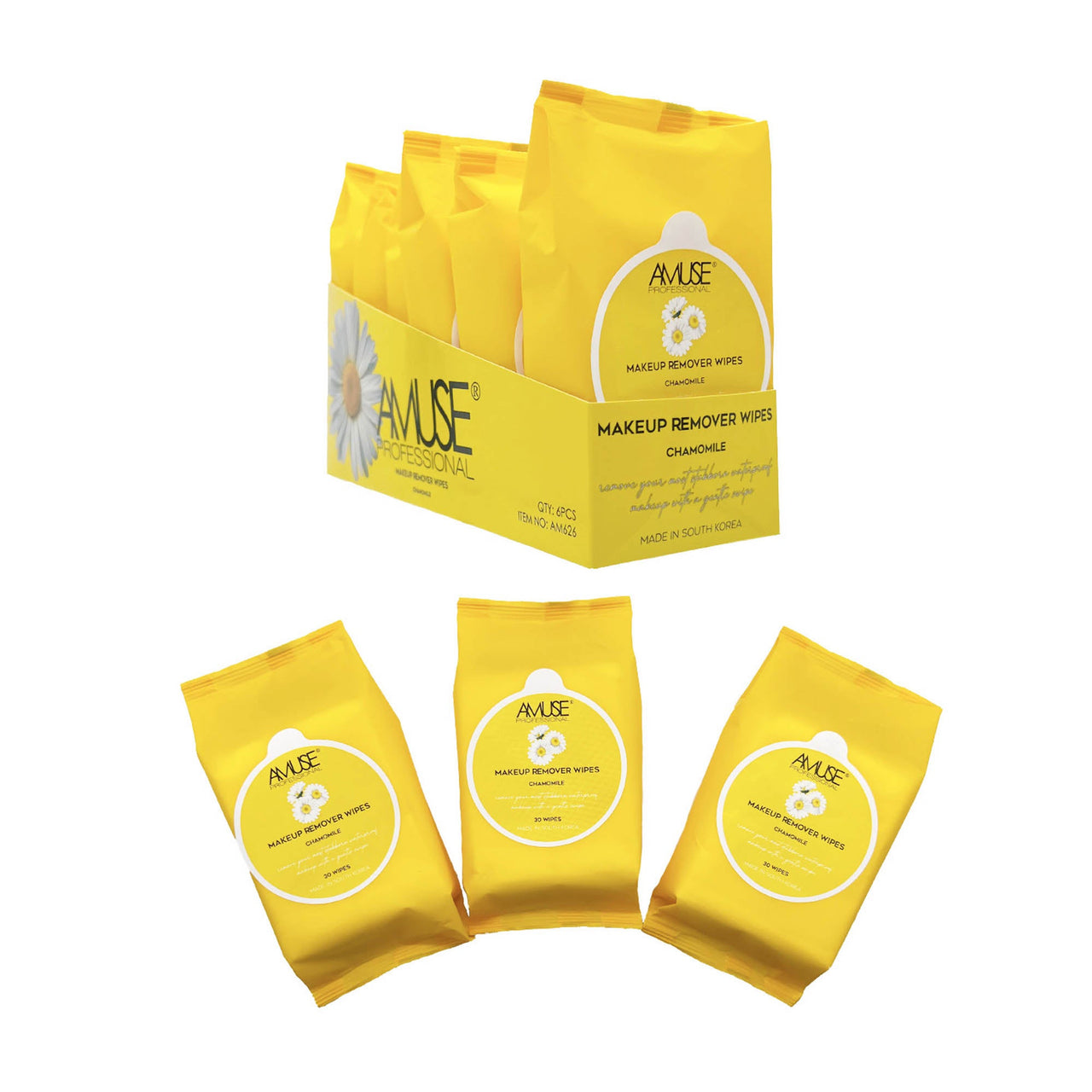 AC - AM626 'Chamomile' Makeup Remover Wipes : 6 PC - CosmeticholicAmuse Cosmeticsskincare & BodyAC - AM626 'Chamomile' Makeup Remover Wipes : 6 PC