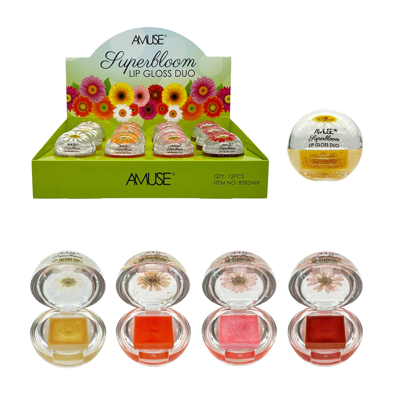 AC - BT82MIX 'Superbloom' Lip Gloss Duo : 1 DZ - CosmeticholicAmuse CosmeticsACBT82MIXLipsAC - BT82MIX 'Superbloom' Lip Gloss Duo : 1 DZ