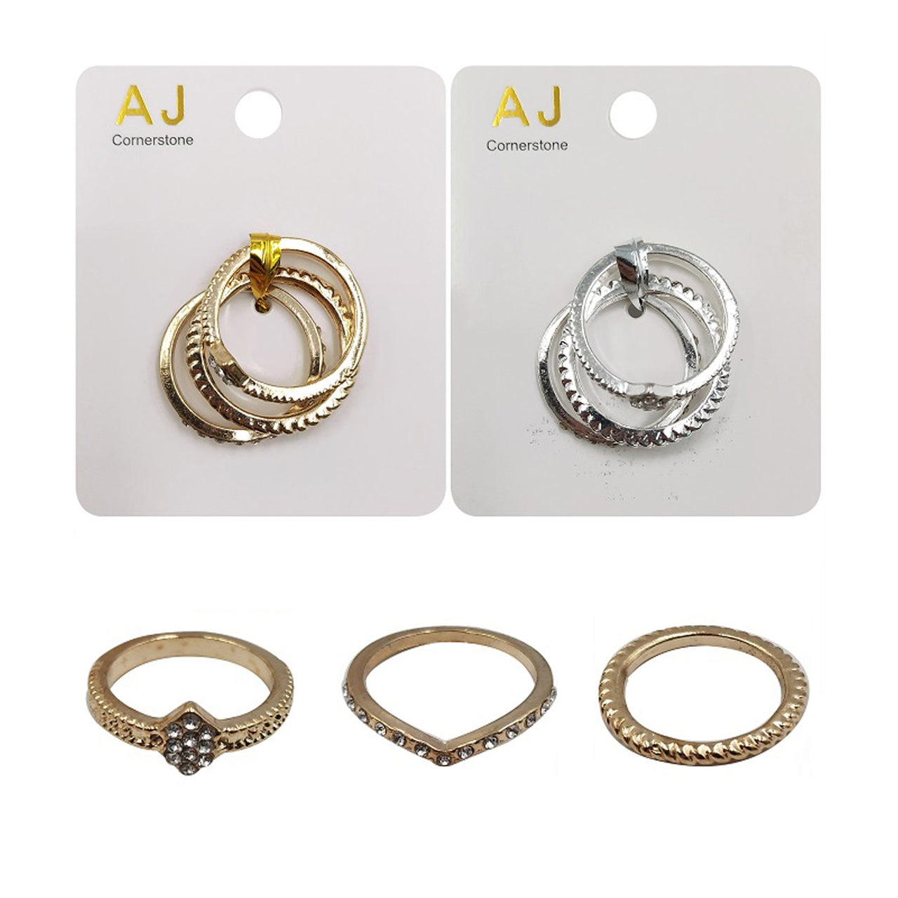 AJ - AJR2010 3PC Fashion Ring : 1 DZ - CosmeticholicAJAJAJR2010JewelryAJ - AJR2010 3PC Fashion Ring : 1 DZ
