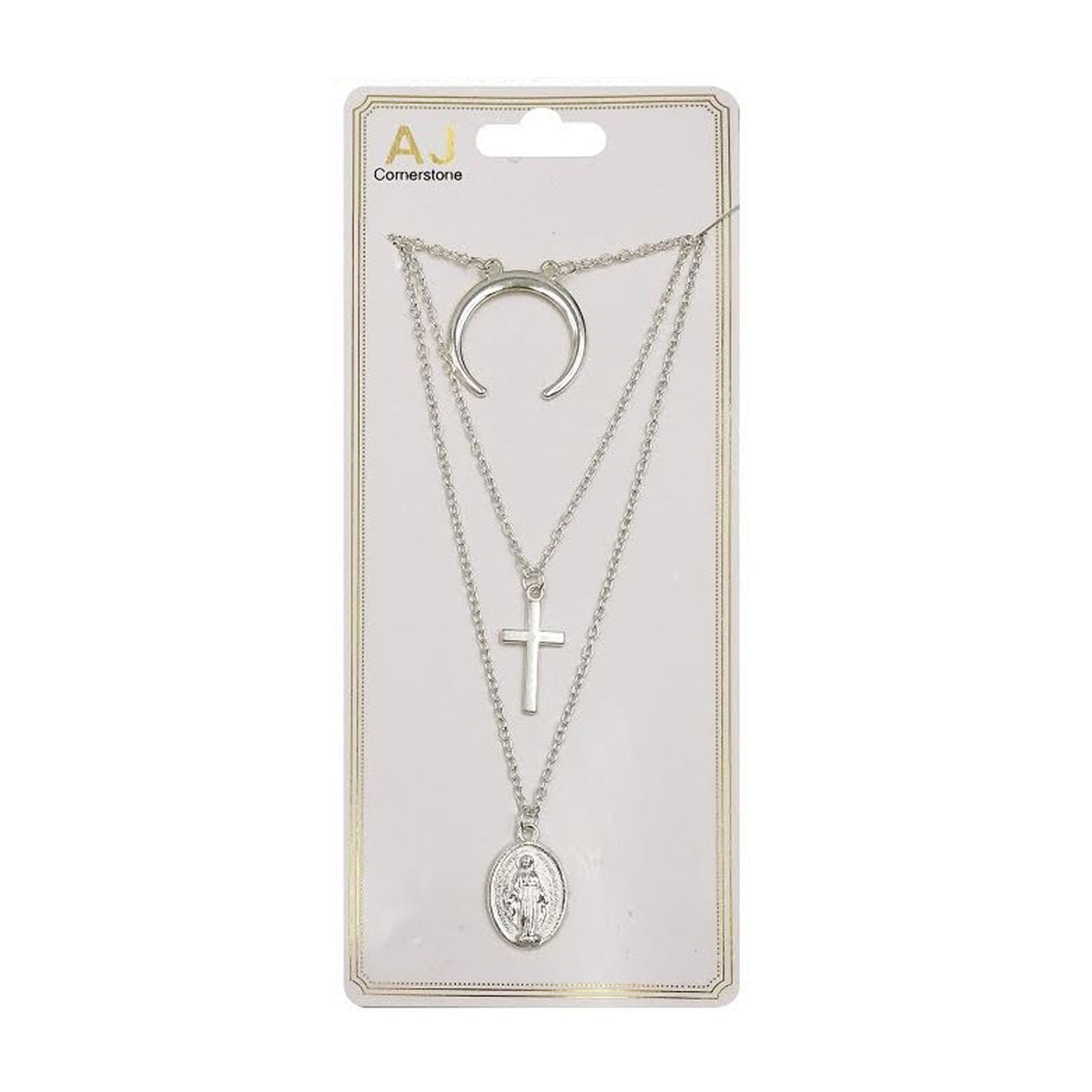 AJ - NK2104S Silver Layered Fashion Necklace : 1 DZ - CosmeticholicAJJewelryAJ - NK2104S Silver Layered Fashion Necklace : 1 DZ