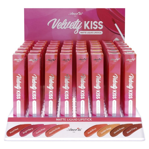 AM - Velvety Kiss Matte Liquid Lipstick : 4 DZ - CosmeticholicAmor USAMCOVELVETYLipsAmor Us Velvety Kiss Matte Liquid Lipstick Cosmetic Wholesale - Cosmeticholic