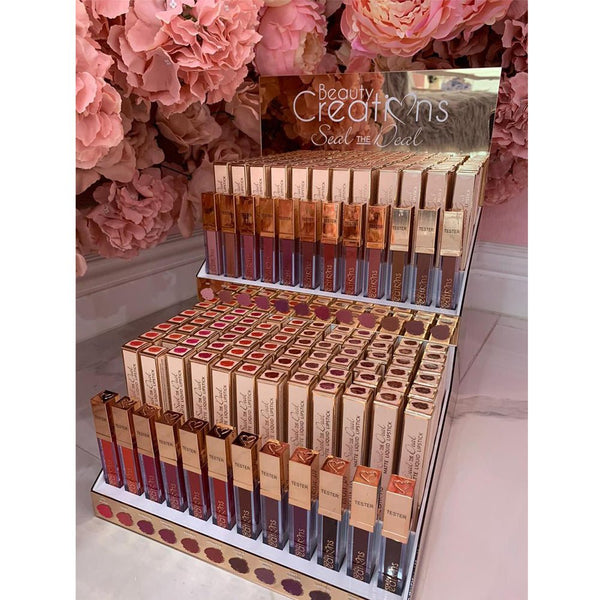 BC - DLP05 : Seal The Deal Matte Liquid Lipstick Display Set 144 PC + 24 Testers - CosmeticholicBeauty CreationsBCDLP05LipsBeauty Creations Seal The Deal Matte Liquid Lipstick Display Set Wholesale - Cosmeticholic