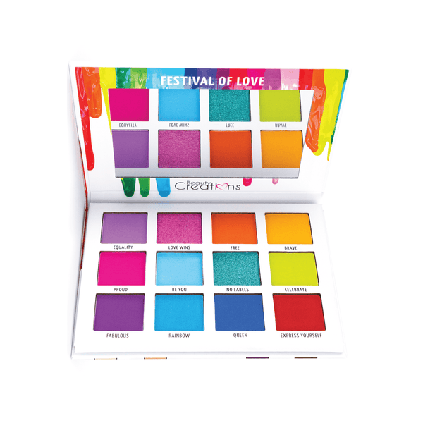 BC - E12FL : Festival Love - 12 Color Eyeshadow 6 PC - CosmeticholicBeauty CreationsBCE12FLEyesBeauty Creations Festival Love 12 Color Eyeshadow Palette Wholesale - Cosmeticholic