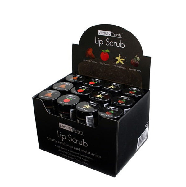 BT - 105: Lip Scrub 3DZ - CosmeticholicBeauty Treats105LipsBeauty Treats Lip Scrub 105 Almond Creme, Wild Apple, Vanilla Bean, Dark Cherry, wholesale cosmetics - Cosmeticholic